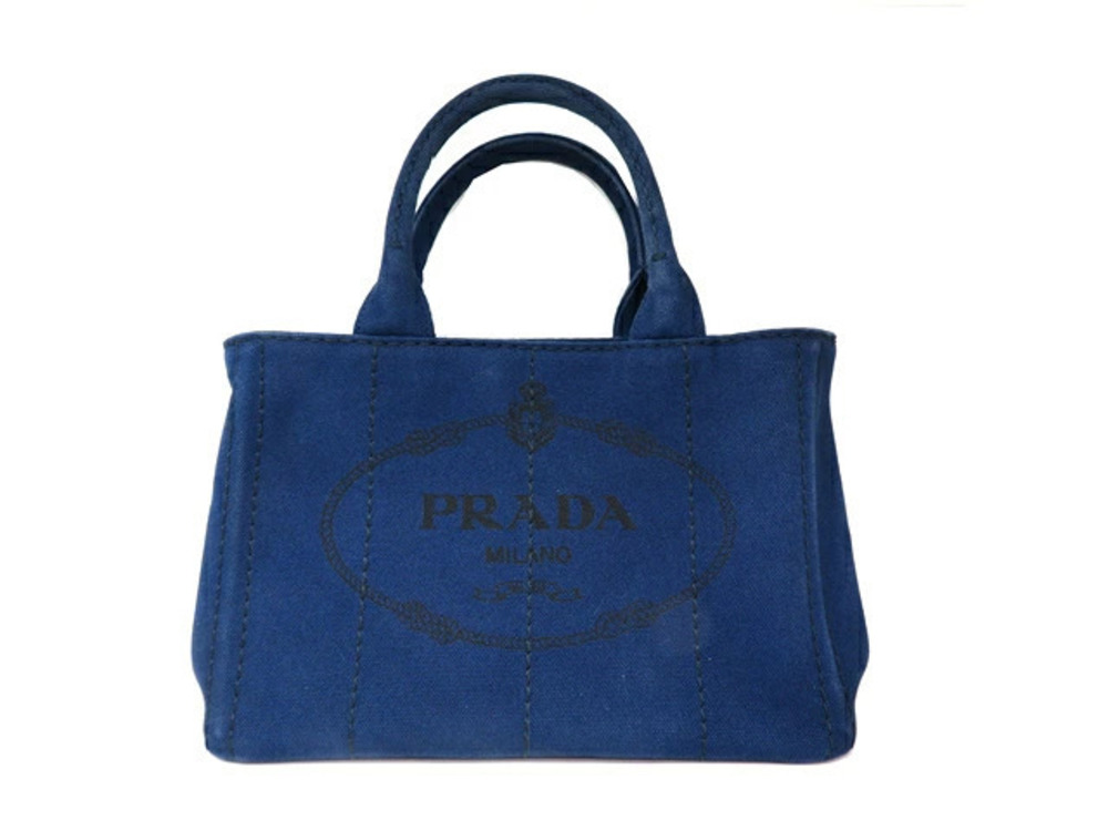 Prada Canapa handbag canvas navy Blue TTE
